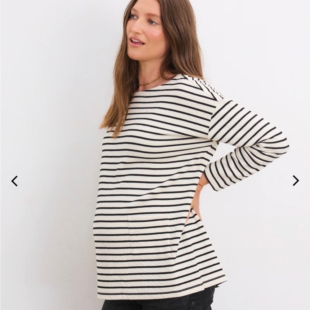 Hatch Classic Black and White Striped Boatneck Top